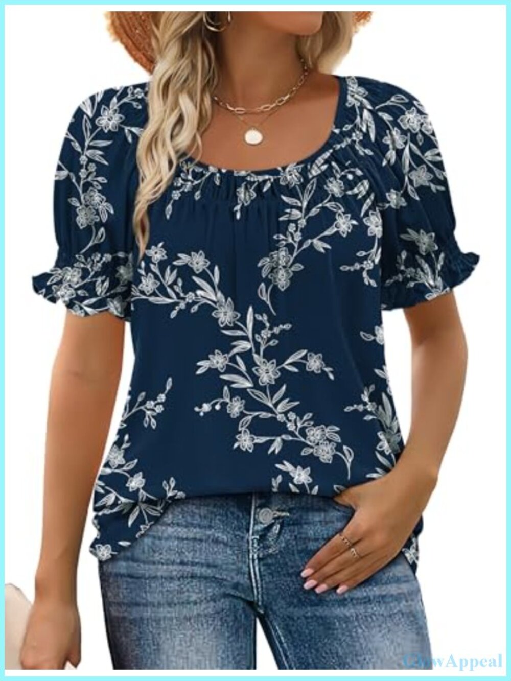 Womens Square Neck Ruffle Sleeve Summer Blouse Dressy Casual Top